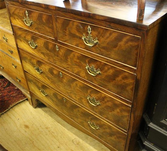 Regency mahogany chest of five drawers(-)
